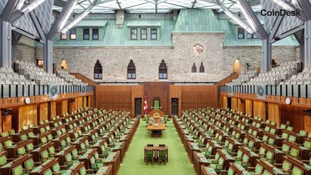 Interior view of the Canadian House of Commons chamber in Ottawa.