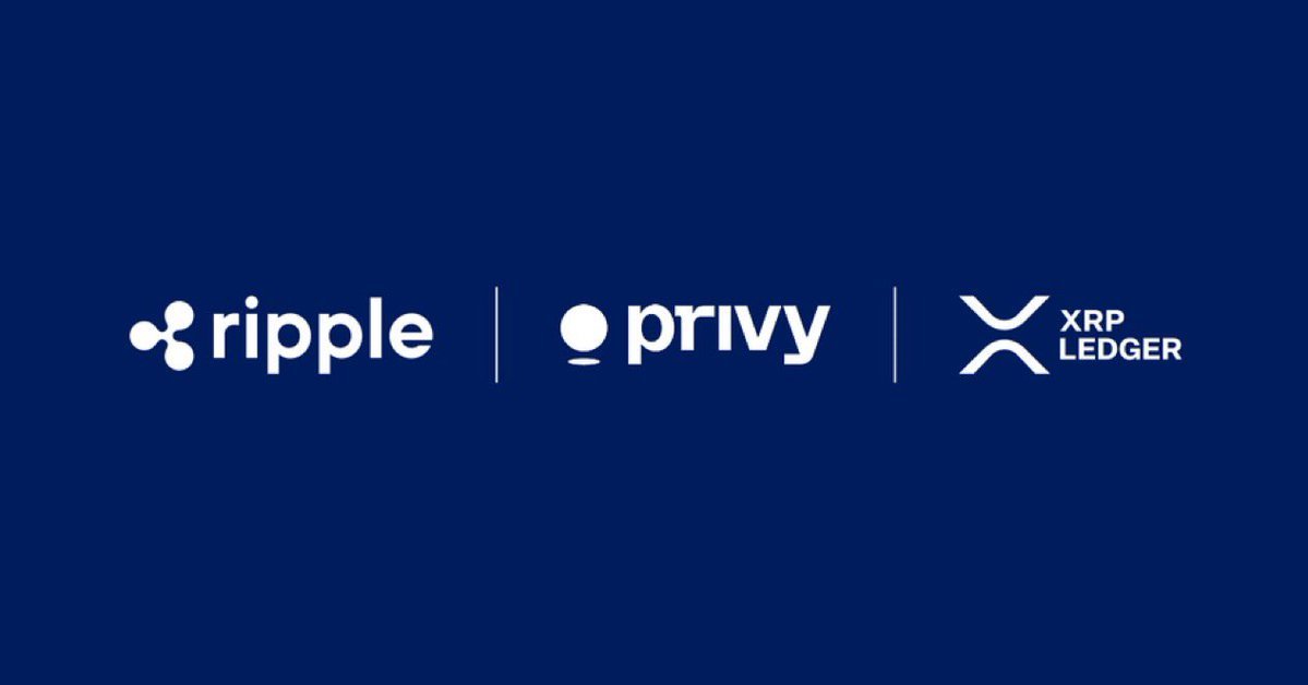 Ripple, Privy, and XRP Ledger logos displayed side by side against a navy blue background.