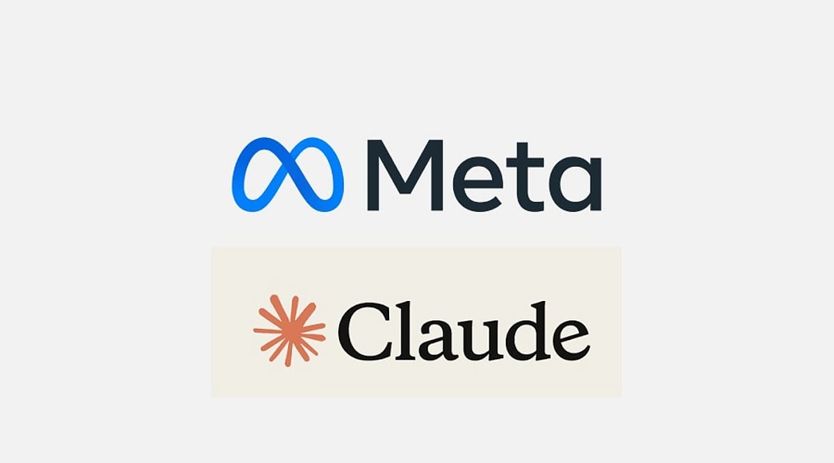 Logos of Meta and Claude displayed together against an off-white background.