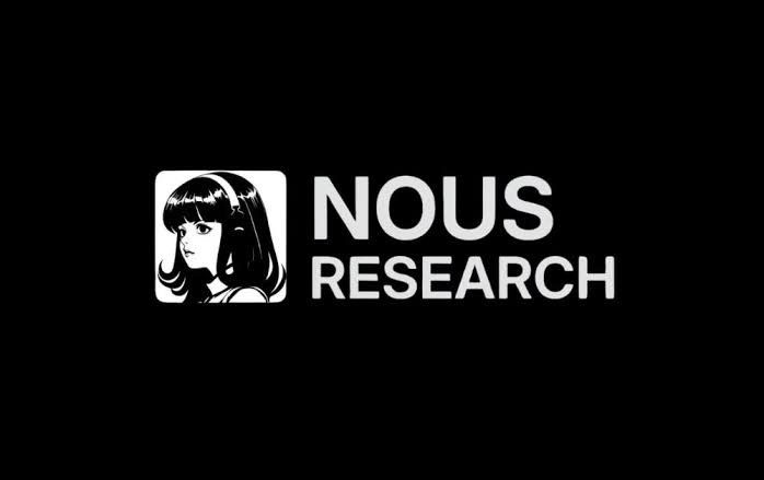 Nous Research logo with text and an anime-style female portrait icon on a black background.