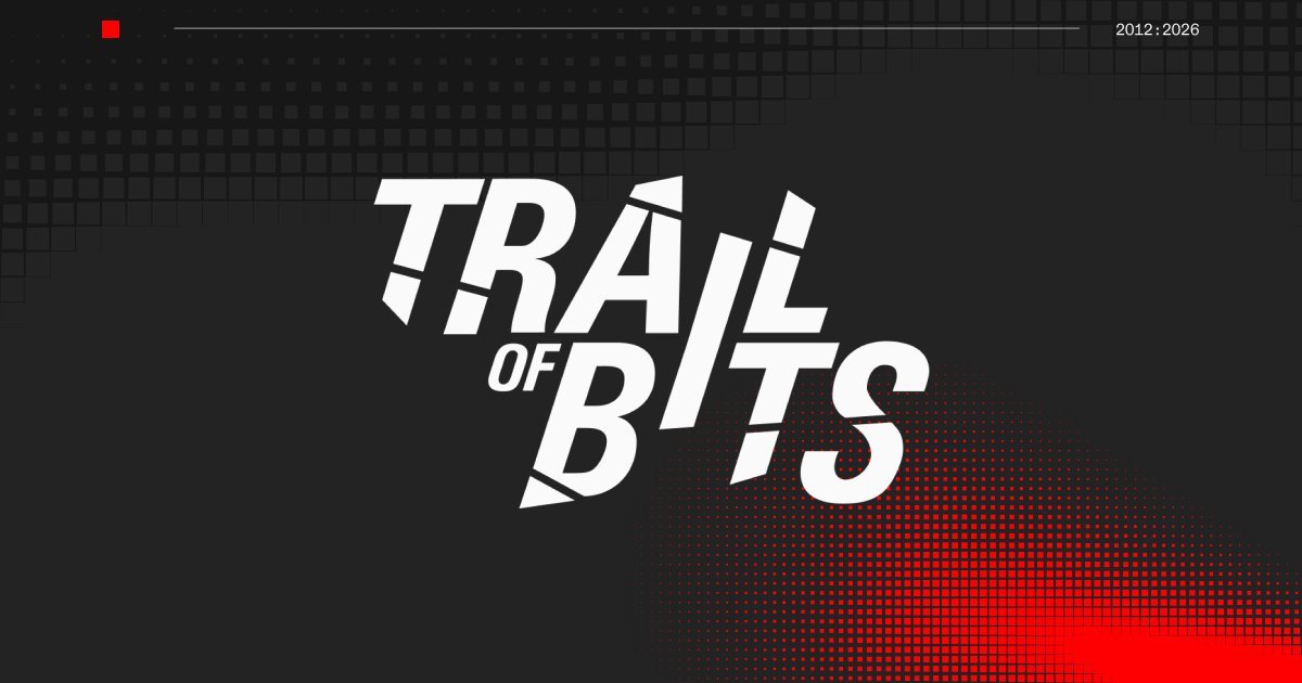 Trail of Bits company logo against a black and red patterned background.