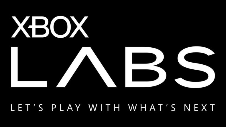 Official Xbox Labs logo with the tagline 'Let's play with what's next' in white text on a black background.