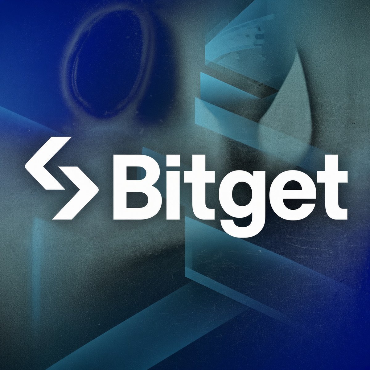 Bitget logo and company name displayed over an abstract blue background