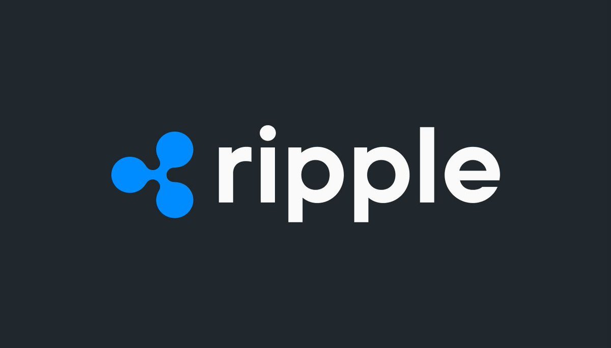 Ripple company logo featuring a blue emblem and white lettering against a dark background.