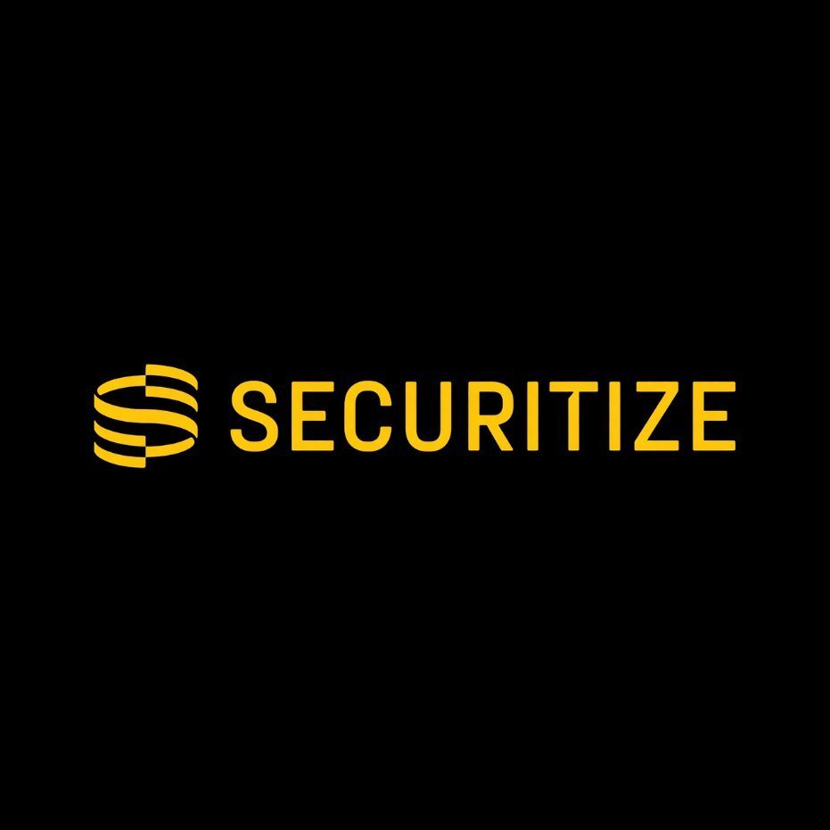 The Securitize logo and name in yellow lettering against a solid black background.