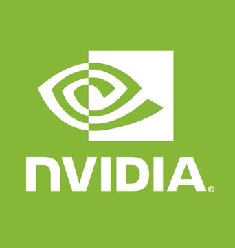 Nvidia logo in white on a lime green background.