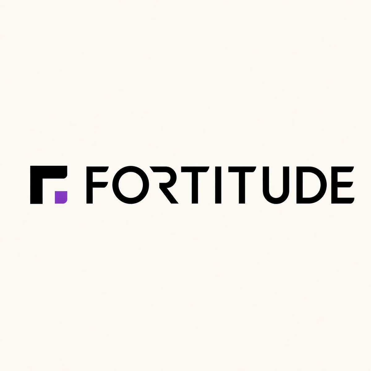 Fortitude logo in black lettering with a purple accent mark on an off-white background.
