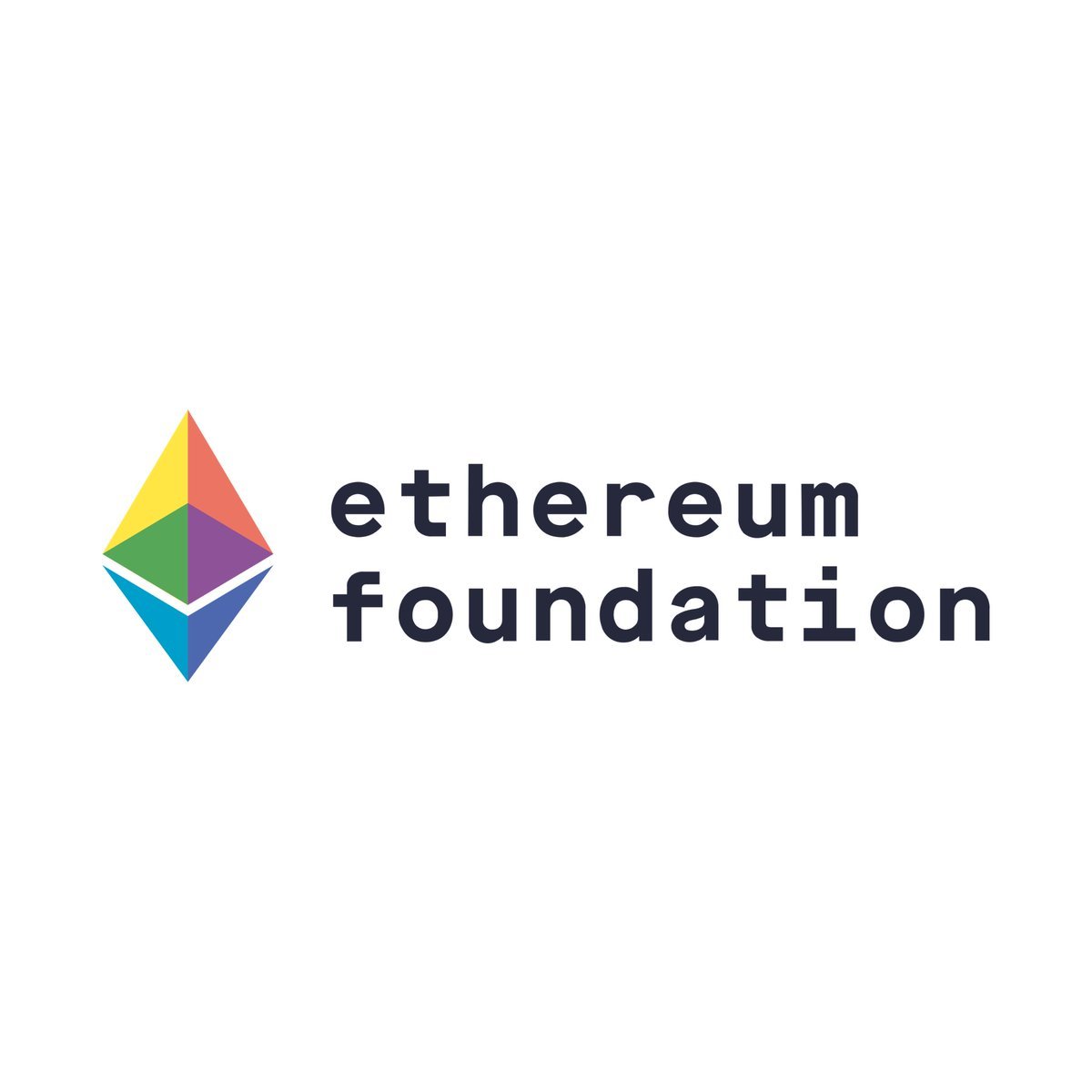 Ethereum Foundation logo with a multi-colored diamond emblem against a plain white background.