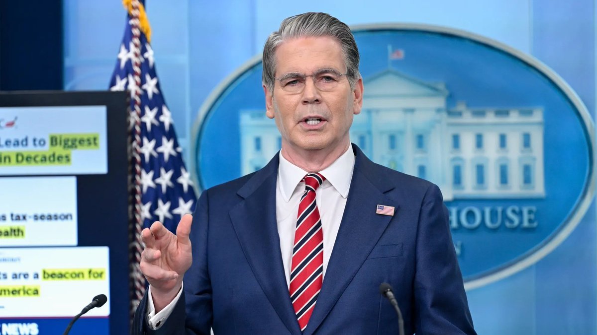 U.S. Treasury Secretary Scott Bessent speaking at a White House press briefing.