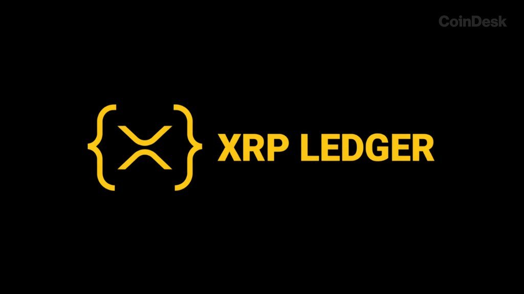 XRP Ledger logo and name in yellow against a black background