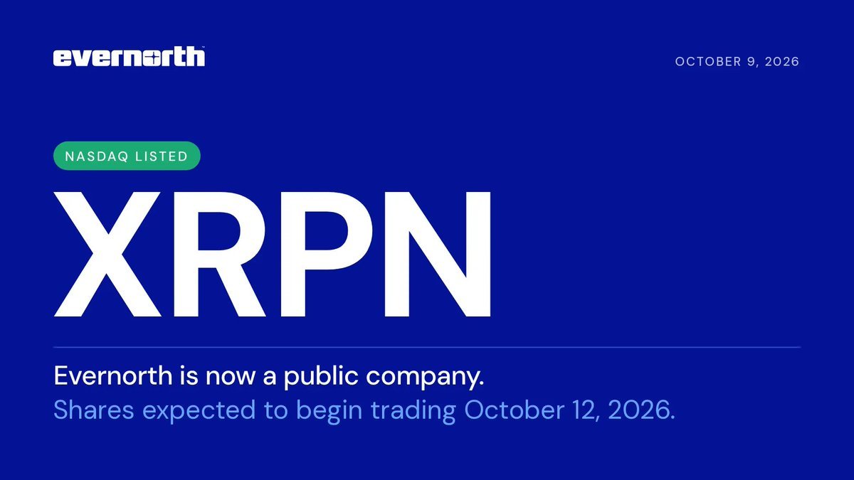 Graphic announcing Evernorth's Nasdaq listing under the ticker XRPN