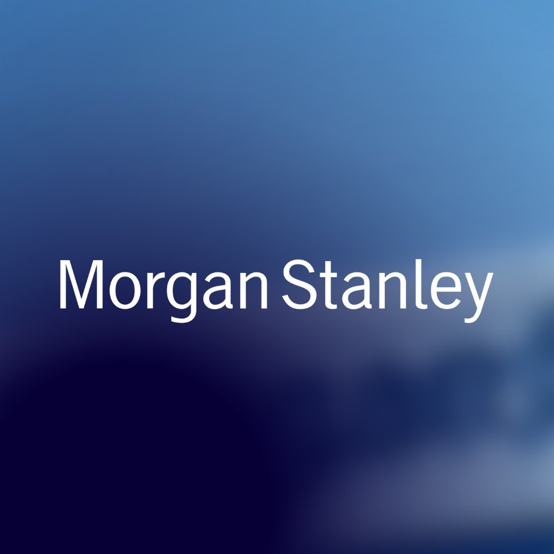 Morgan Stanley text logo displayed against a blue gradient background.