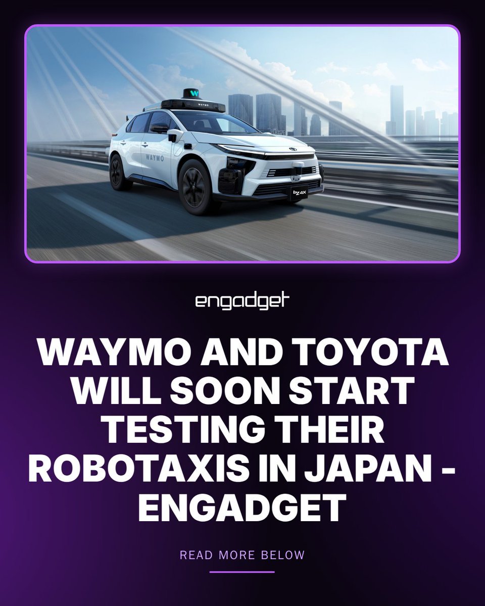 Promotional graphic featuring a white autonomous Toyota bZ4X SUV equipped with Waymo self-driving sensors on a roadway.
