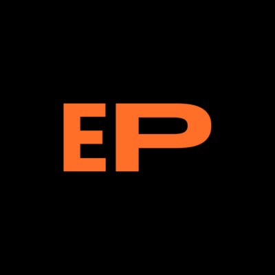 Orange letters EP on a black background