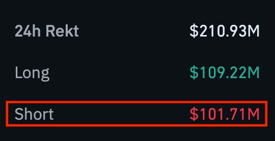 Liquidation data dashboard highlighting $101.71 million in crypto short positions liquidated over 24 hours.