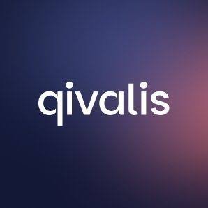 The Qivalis logo centered on a dark blue and purple gradient background.