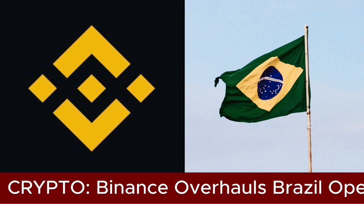 Graphic showing the Binance logo alongside the flag of Brazil waving on a flagpole.