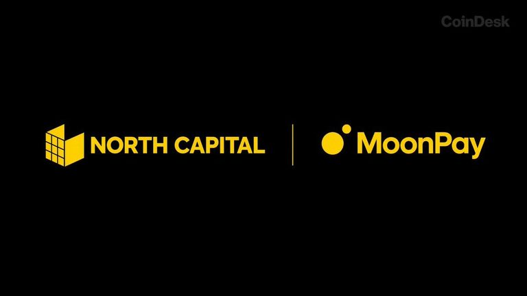 Graphic showing the North Capital logo and MoonPay logo side by side on a black background.