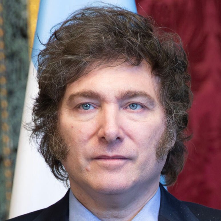 Portrait of Argentine President Javier Milei.