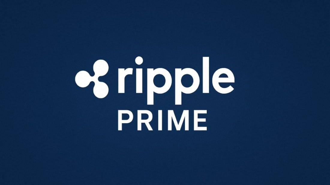 Ripple Prime logo with the Ripple emblem in white against a dark blue background