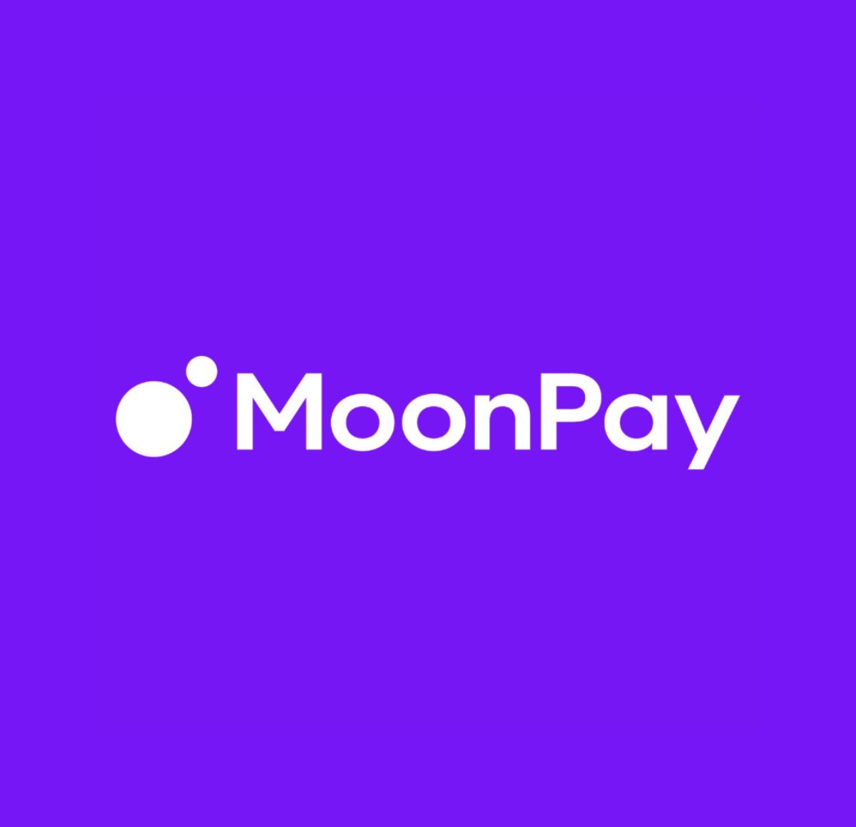 White MoonPay logo and wordmark on a bright purple background.