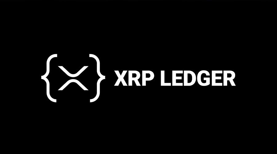 XRP Ledger logo and wordmark in white against a black background.