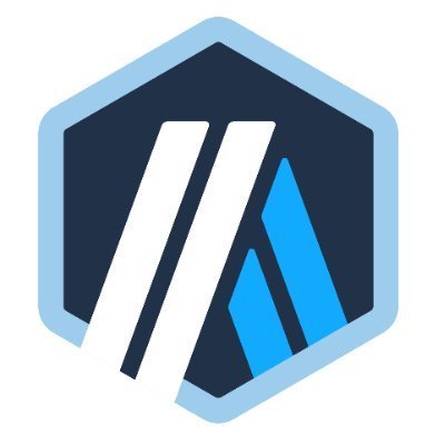 Arbitrum logo in a hexagonal blue and white badge