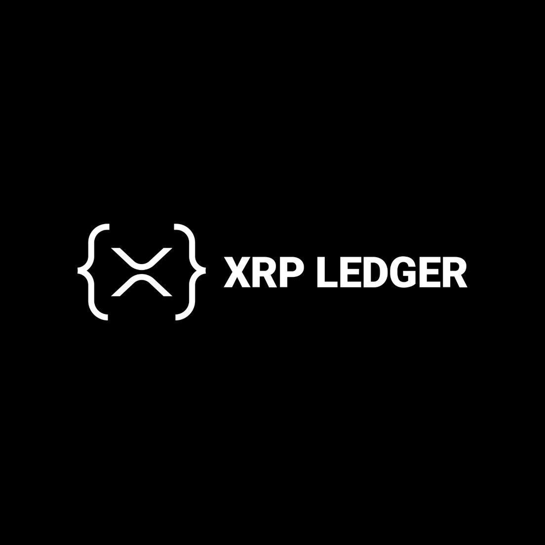 XRP Ledger logo and wordmark displayed in white text on a black background.