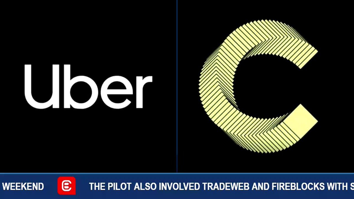 Graphic featuring the Uber logo side by side with the Canton Network logo and news ticker text.