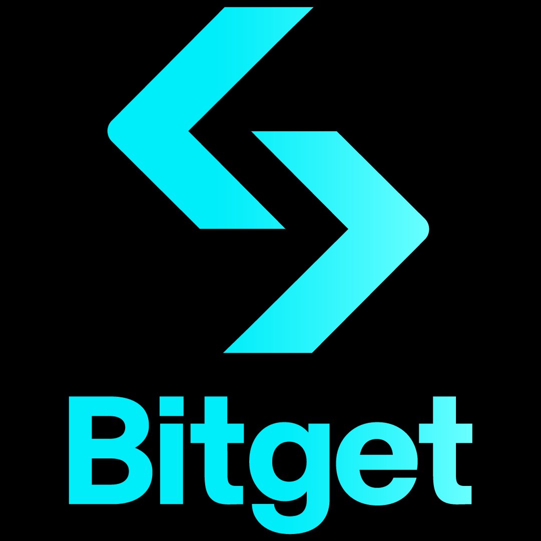 Cyan Bitget logo and wordmark against a black background.