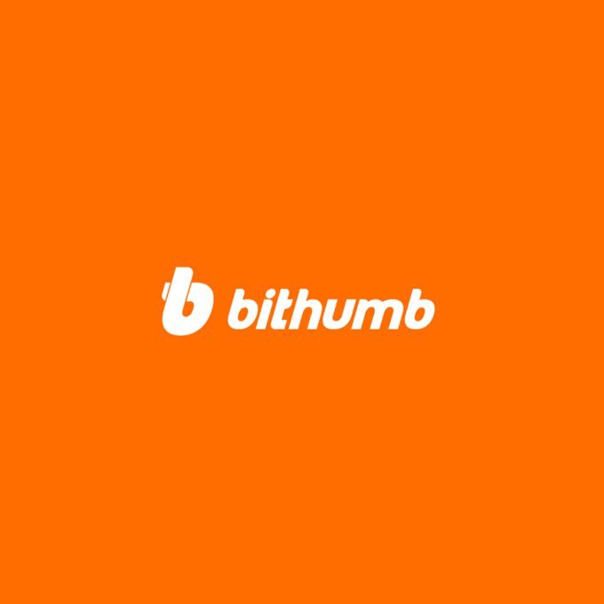 Bithumb logo in white against an orange background.