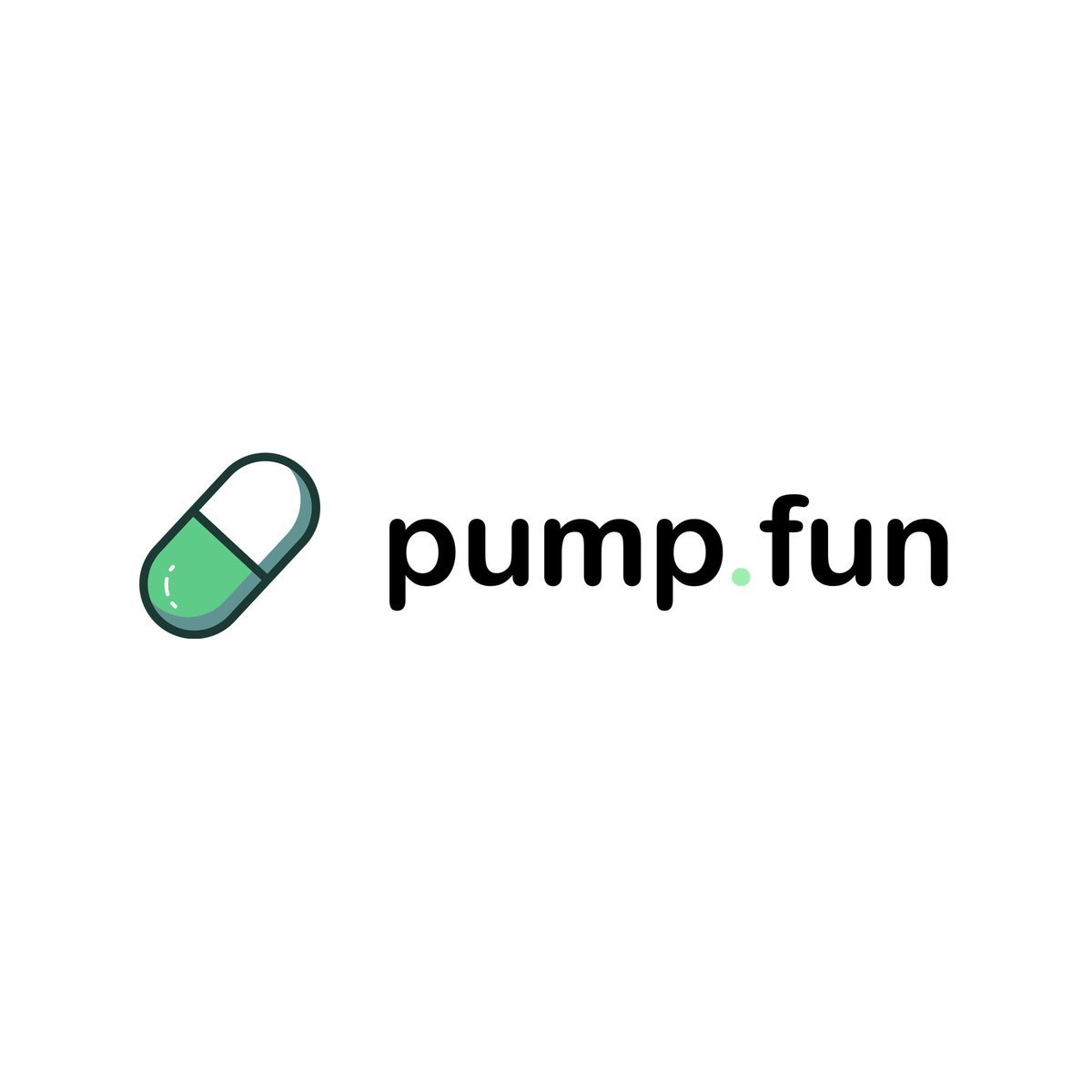 Pump.fun logo featuring a green and white capsule pill next to the platform name.
