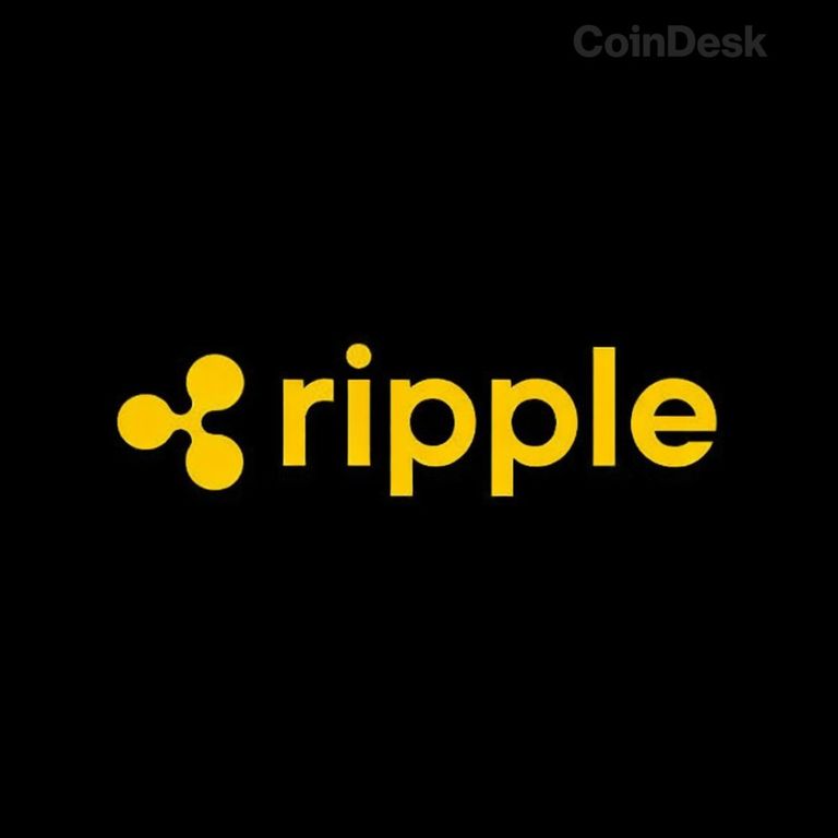 Ripple company logo in yellow on a black background.