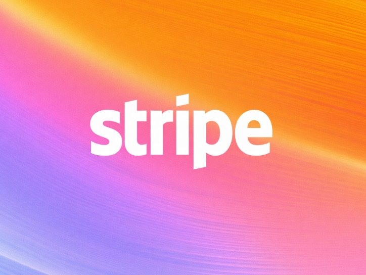 Stripe logo in white text over a vibrant pink, purple, and orange gradient background.
