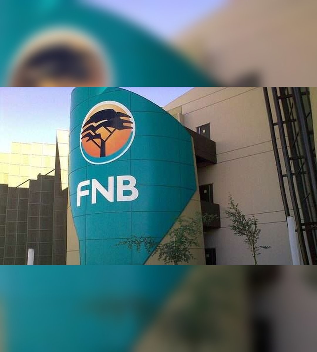 Exterior view of a First National Bank (FNB) building displaying the bank's name and tree logo.