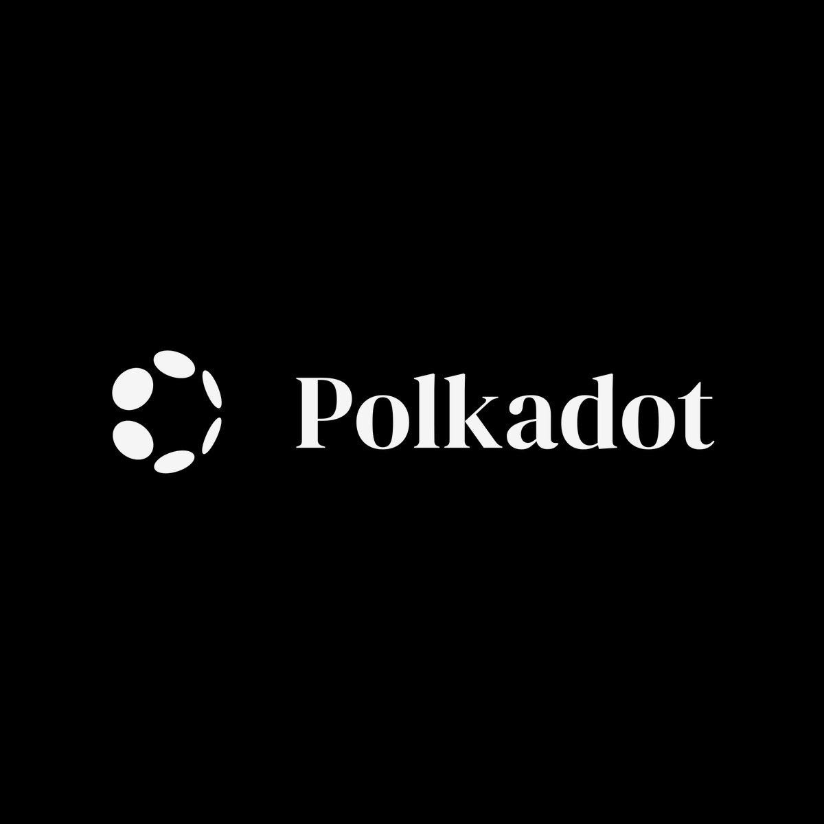 Polkadot logo with white typography and emblem on a black background.