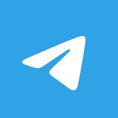 Telegram paper airplane logo on a blue background