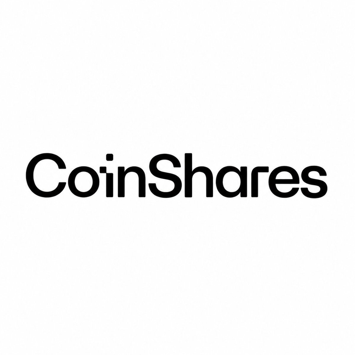 CoinShares company logo in black lettering against a white background.