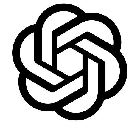 Black and white logo of OpenAI, the creator of ChatGPT