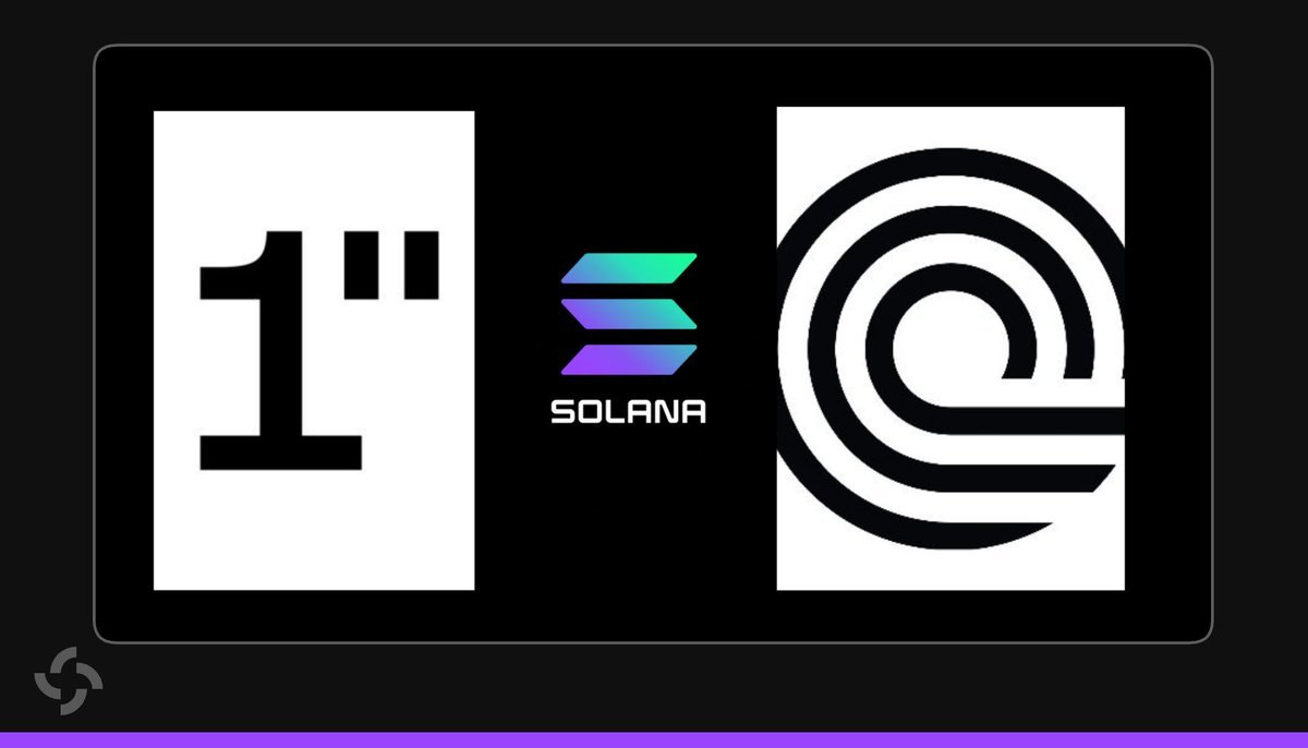Graphic featuring the 1inch logo on the left, the Solana logo in the center, and the Ondo Finance logo on the right on a black background.