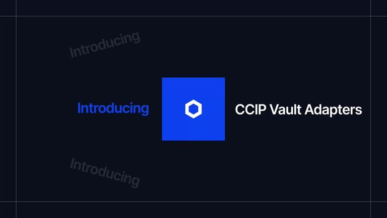 Graphic announcing 'Introducing CCIP Vault Adapters' with the Chainlink logo on a dark background.