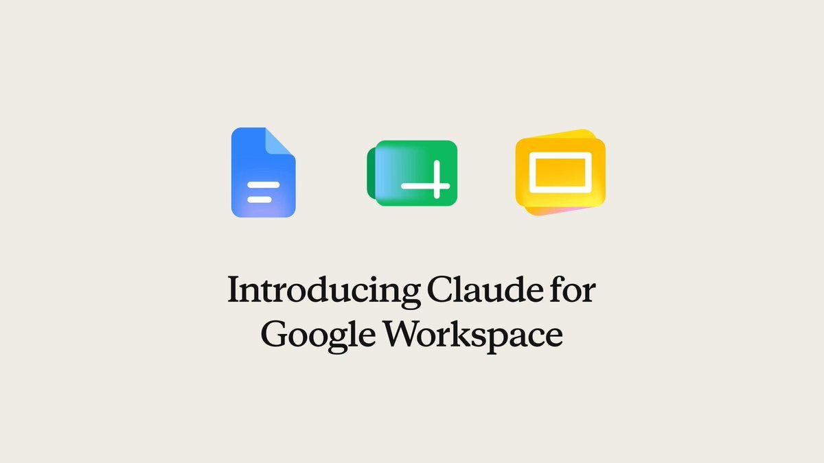 Graphic announcing 'Introducing Claude for Google Workspace' featuring icons for Google Docs, Sheets, and Slides.