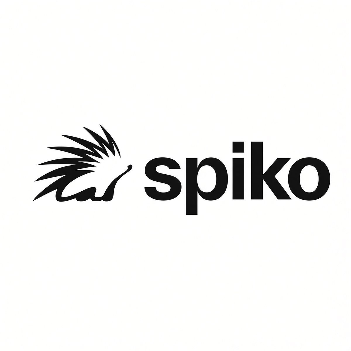 Spiko company logo featuring a hedgehog icon and black typography on a white background.