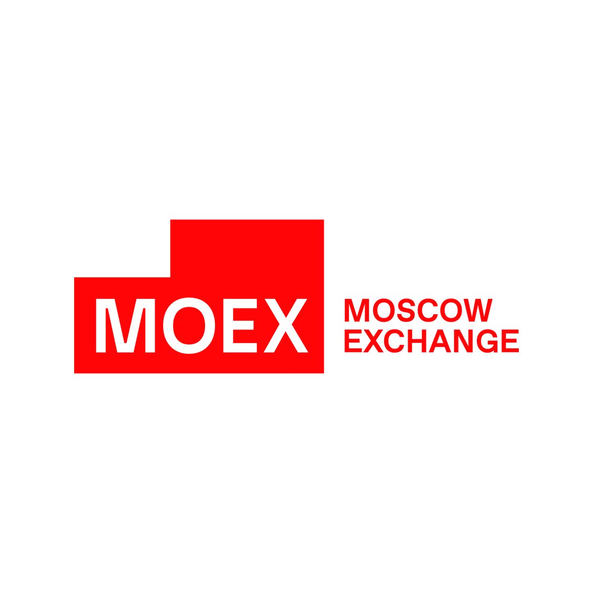 Red and white Moscow Exchange (MOEX) logo.
