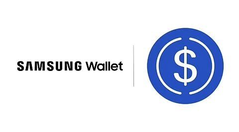 Samsung Wallet logo displayed next to a blue USDC coin icon.