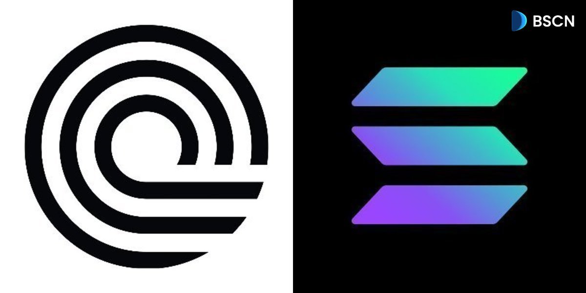 Graphic featuring the Ondo Finance logo on the left and the Solana logo on the right.
