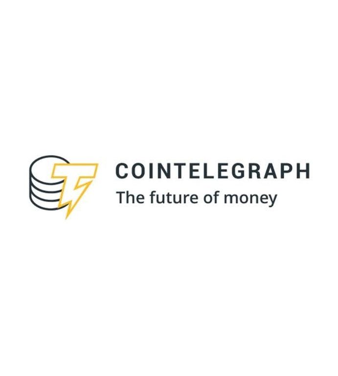 Cointelegraph logo featuring a stacked coin and lightning bolt symbol alongside the slogan 'The future of money'.