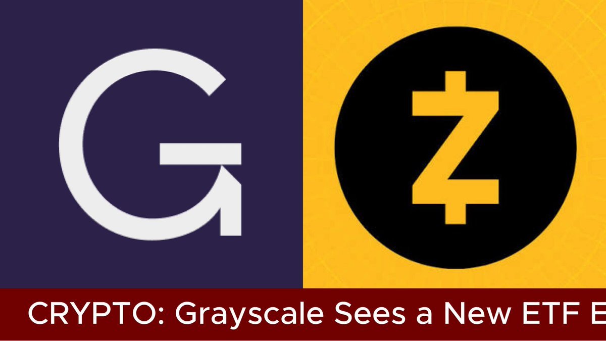 Graphic split between the Grayscale logo on the left and the Zcash 'Z' symbol on the right, above a news headline banner.