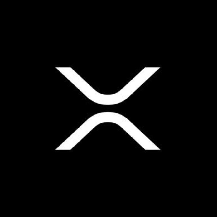 White XRP symbol centered on a black background