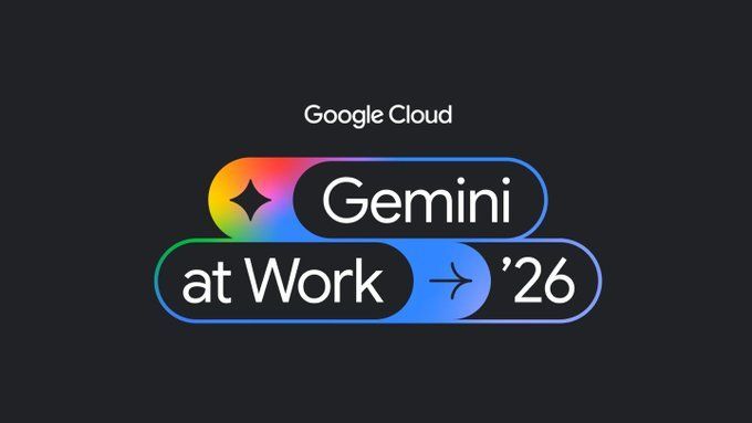Google Cloud Gemini at Work graphic logo set against a dark background